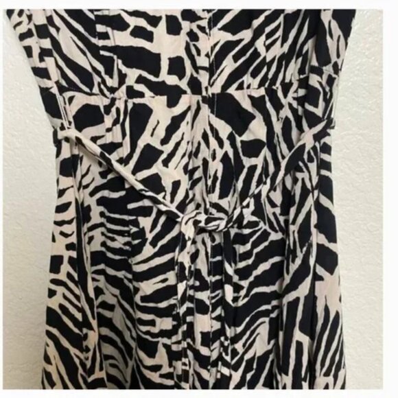 ⭐️ Zebra Button Down Hipster Hippie Festival Chic Glam Tie Straight Maxi Dress - Picture 7 of 8
